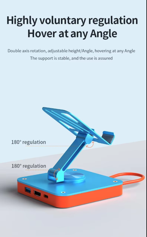 techplus 3-in-1 Nintendo Switch stand with USB-C hub, 4K HDMI, and 100W PD charging for mobile phones and gaming devices