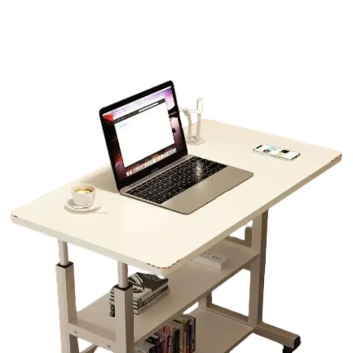 Habicare adjustable folding desk with storage shelf and wheels, compact office desk for versatile workspace setup