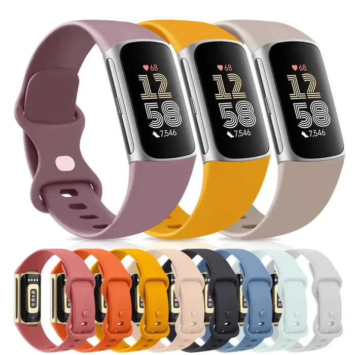 Habicare adjustable TWS strap for Fitbit Charge 5/6 in two sizes and 19 colors, featuring a comfortable, customizable fit.