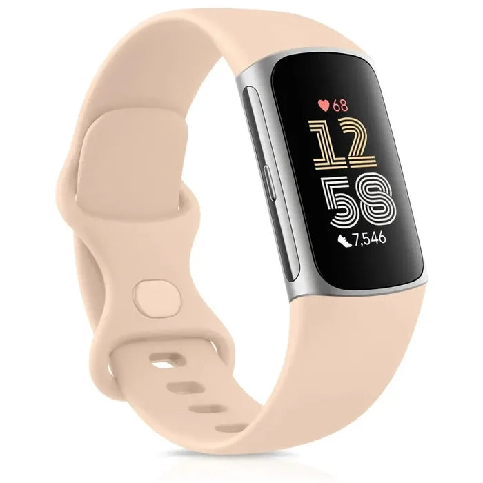 Habicare TWS adjustable Fitbit Charge 5/6 strap in two sizes and 19 colors, showing various vibrant options and fit details.