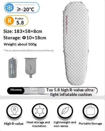 Mead's Supply & Equipment Outfitters air mattress mat, portable and inflatable, shown laid out on a flat surface for camping or outdoor use.