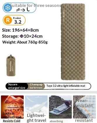 Mead's Supply & Equipment Outfitters Air Mattress Mat with built-in pillow and durable design for camping or outdoor use