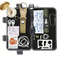 Habicare All-in-One Survival Kit with tactical tools for hiking and emergency situations, compact and portable.