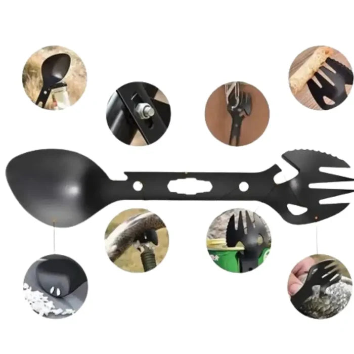 Habicare all-in-one survival kit with tactical tools for hiking and emergencies, featuring compact design and essential outdoor gear.