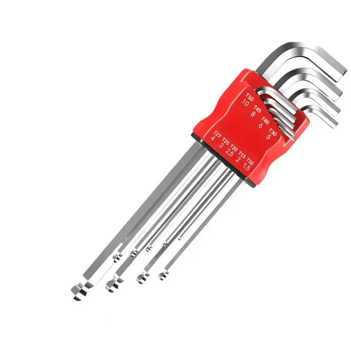 Habicare Allen Hex Wrench Screwdriver Set with sleeve, featuring five different models, displayed in a close-up image.