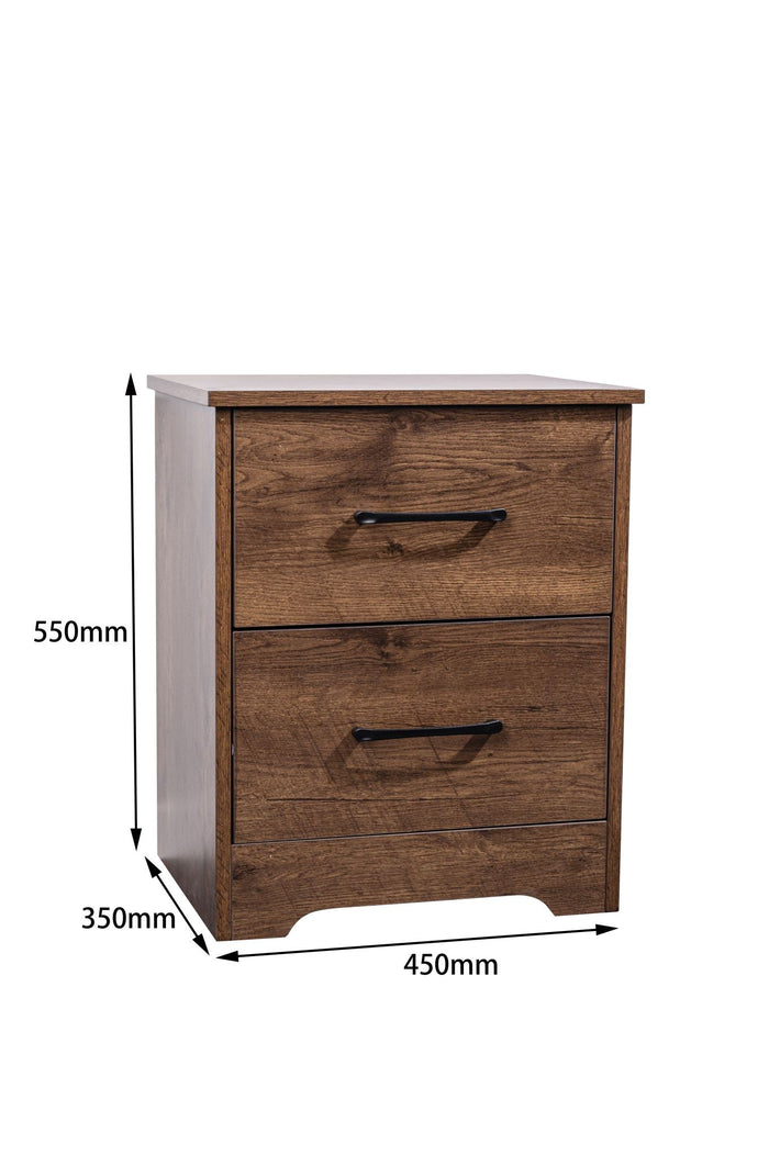 Walnut-colored Althea bedside table by sue-e furniture with a sleek modern design and storage drawer.