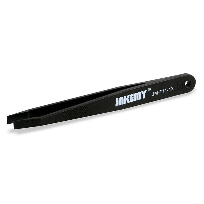 Set of three anti-static carbon fiber watch tweezers, precision watch tools for delicate handling and assembly.