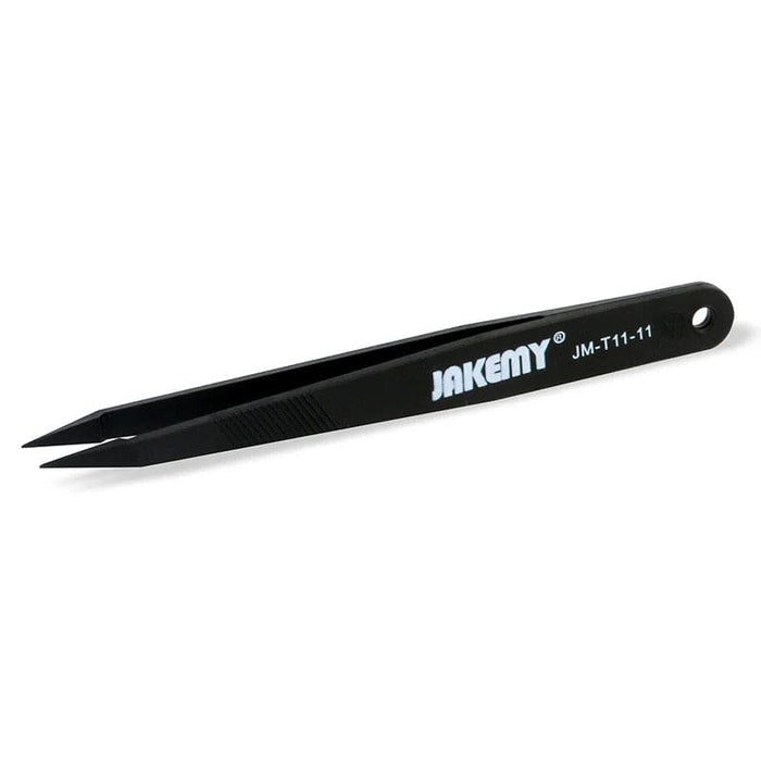 Set of three anti-static carbon fiber watch tweezers, ideal for precision handling and watch repair tasks.