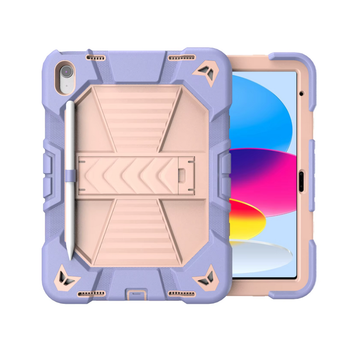 Pink TechPlus iPad Air 11-Inch M2 rugged shockproof case with kickstand, designed for 4th-generation iPad Air.