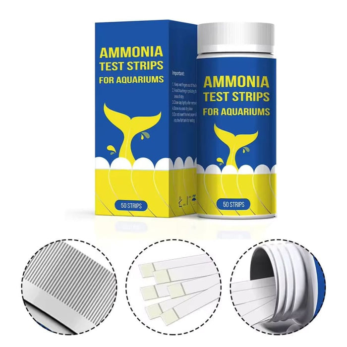 Aquarium ammonia water test strips by 9eight5 for quick ammonia level testing in fish tank water.
