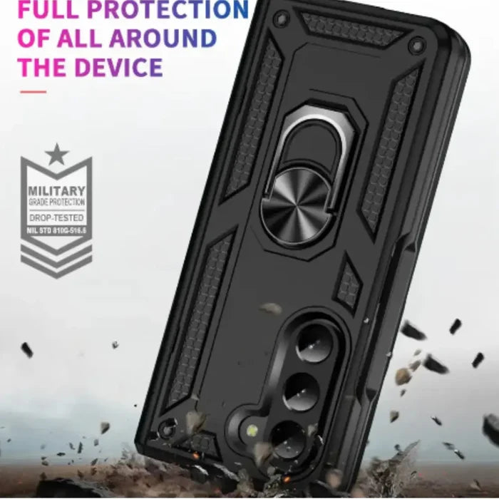 Habicare 9eight5 armor ring case for Samsung Z Fold 7/6/5, featuring a durable design with a ring grip and protective edges.