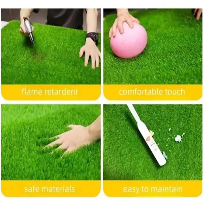 Habicare synthetic indoor and outdoor grass mat in 1.5m length, realistic artificial turf for versatile use