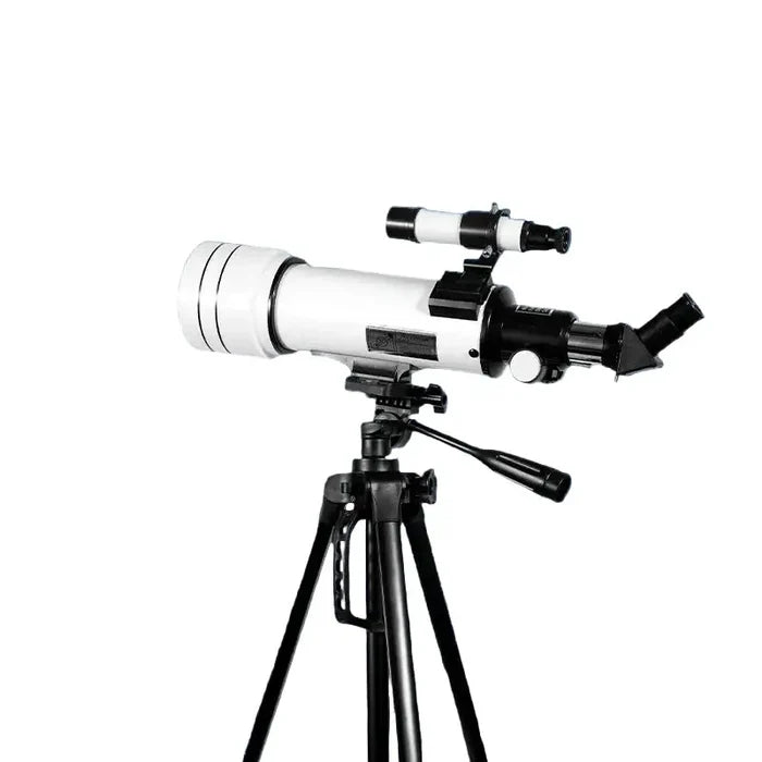 Habicare SS astronomical telescope with tripod and phone adapter, showcasing the telescope setup and accessories for stargazing.