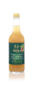 Bottle of Atteflin Irish Apple Cider Vinegar with Mother on a white background