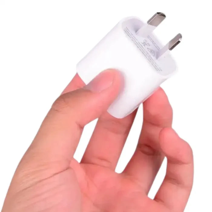 Habicare 9eight5 AU plug dual USB charger with 5V 2A output, featuring two USB ports for charging devices.