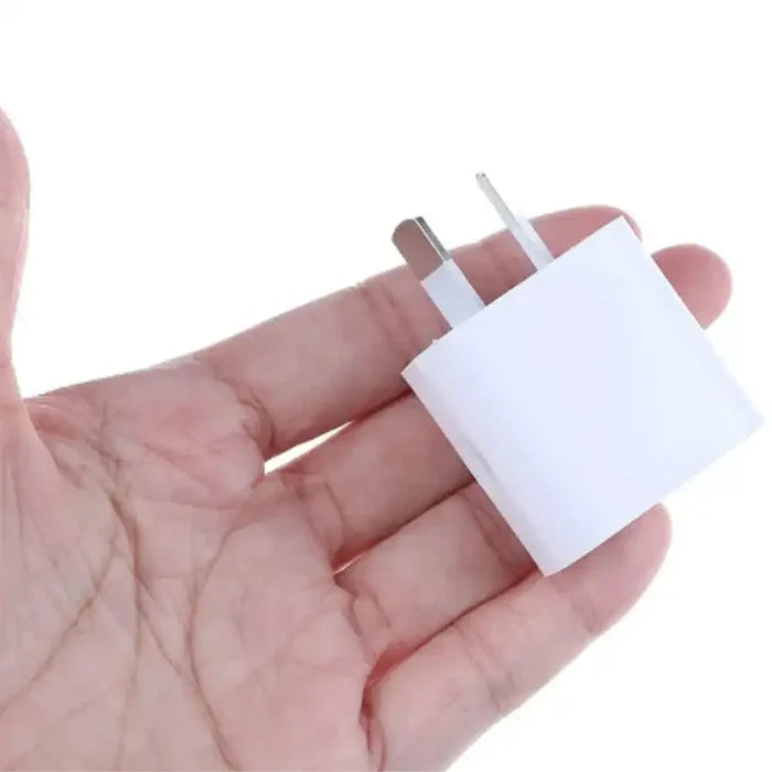 Habicare 9eight5 AU plug 5V 2A dual USB charger with two USB ports for charging devices.