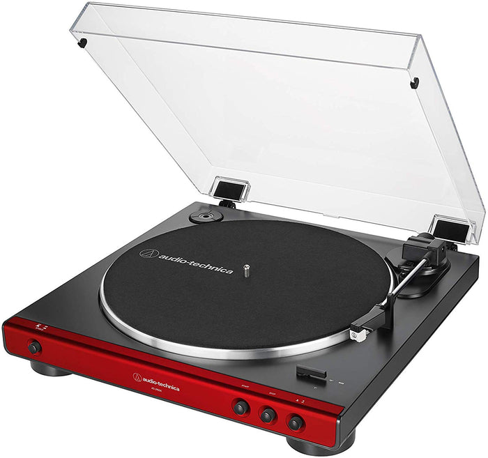 Audio Technica AT-LP60X Fully Automatic Belt-Drive Stereo Turntable, Red & Black