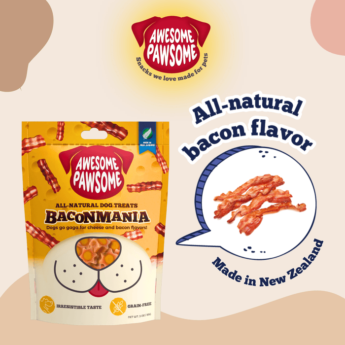 Kooky Kibble NZ Awesome Pawsome grain-free dog treats in a colorful bag, designed for healthy, tasty snacks for dogs.
