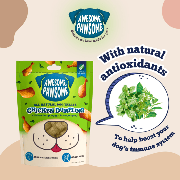 Kooky Kibble NZ Awesome Pawsome Grain-Free Dog Treats in colorful packaging, showcasing natural ingredients and healthy snack options for dogs.