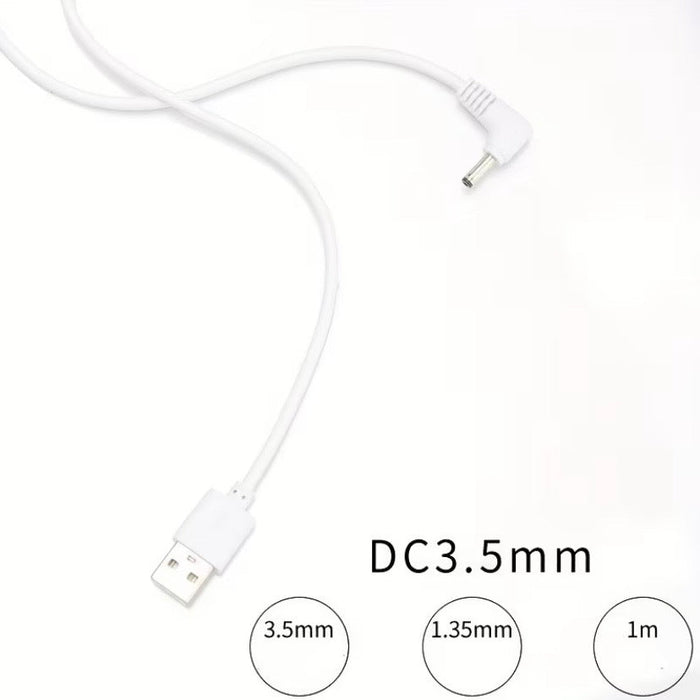White 1m 3.5mm x 1.35mm barrel jack power cable with elbow connector, electronics accessory by 9eight5.