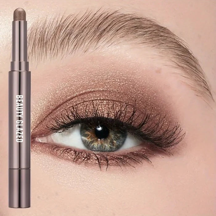 Beauty Glazed 10-color eyeshadow stick set featuring vibrant shades and sleek packaging, perfect for versatile eye makeup looks.