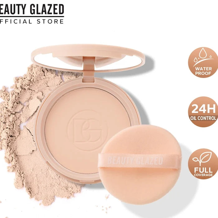 Beauty Glazed Oil Control Matte Face Powder in makeup compact, designed for a matte finish and shine control.