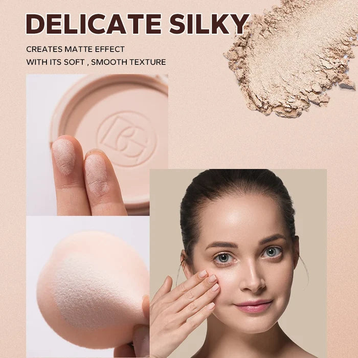 Beauty Glazed oil control matte face powder in makeup compact with smooth, matte finish and natural skin tone tone.