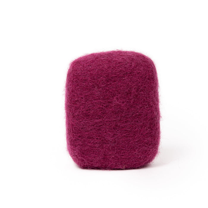 Felted Wool Soap by Bruntwood Lane with a colorful berry crush design, showing the textured felted wool exterior and soap inside.