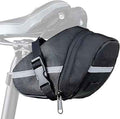 ECOTREK bicycle saddle bag attached to bike seat, lightweight velcro strap for MTB, road bike, and e-bike cycling accessories.