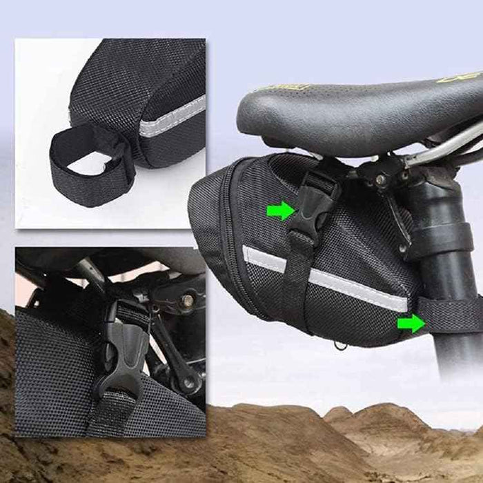 ECOTREK lightweight bicycle saddle bag with velcro strap, suitable for MTB, road bike, and e-bike cycling accessories.