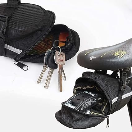ECOTREK bicycle saddle bag attached to a bike seat, lightweight velcro strap, suitable for MTB, road bike, and e-bike cycling accessories