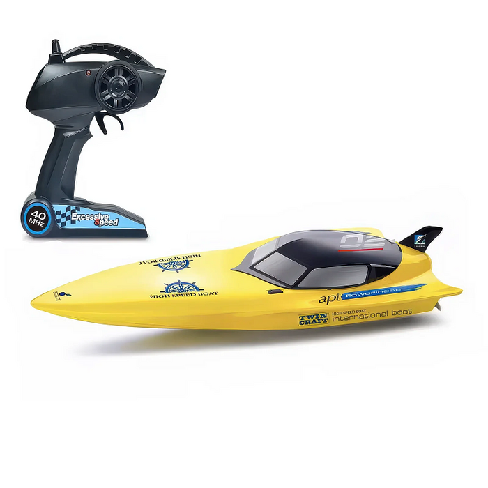 Large 74cm dealonlinenz high-powered RC racing boat speeding through water with sleek design and vibrant colors.