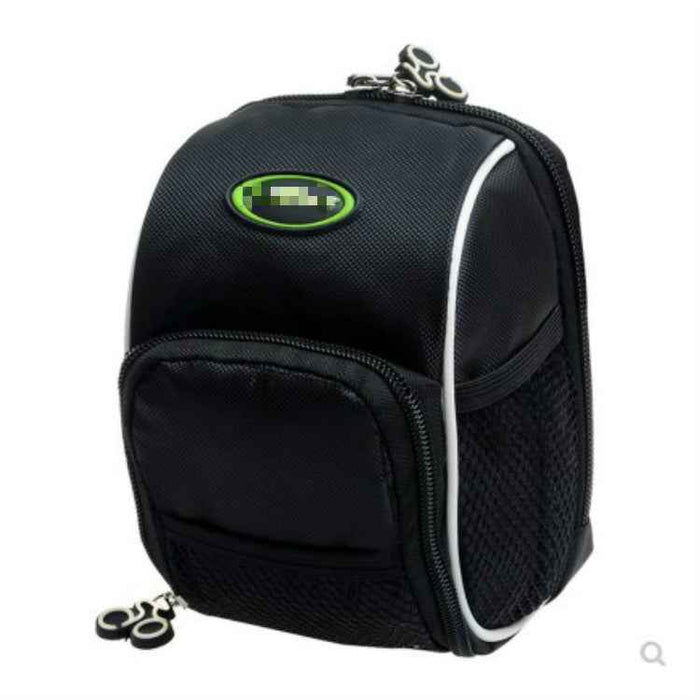ECOTREK bike saddle bag with rain cover, multifunctional cycling accessory featuring six pockets for storage.