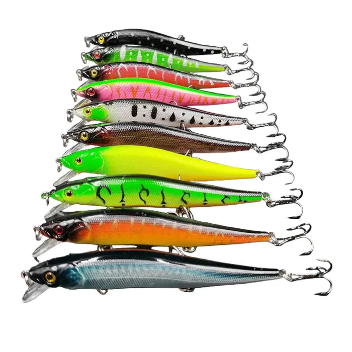 Habicare Bionic Hard Fishing Lure with 3D eyes, SS type, 11.5cm, 14g, set of 5 or 10 for freshwater or saltwater fishing.