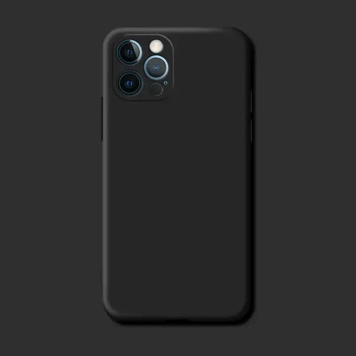 Black silicone iPhone case by Habicare, soft and flexible, fits all iPhone models including 14, 13, 11, 12, and 15 Pro Max.