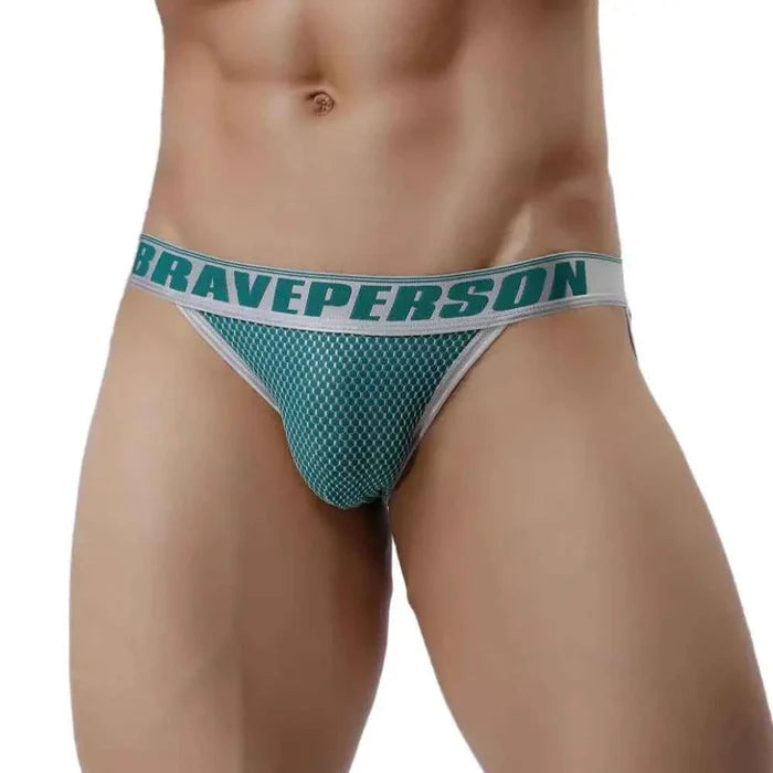 Men's briefs from BRAVE PERSON by ShopHub NZ, sexy low-waist high-fork men's underwear with a bold, stylish design.