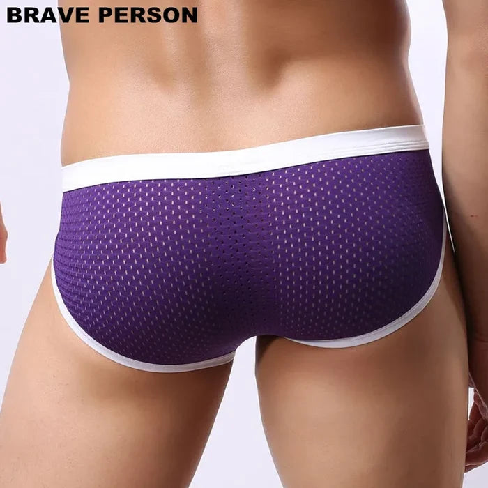 Men's breathable mesh briefs from BRAVE PERSON, high-quality underwear designed for comfort and support.