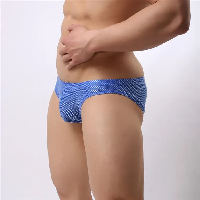 Colorful nylon men's briefs by ShopHub NZ featuring high-quality, form-fitting design with vibrant, eye-catching patterns.
