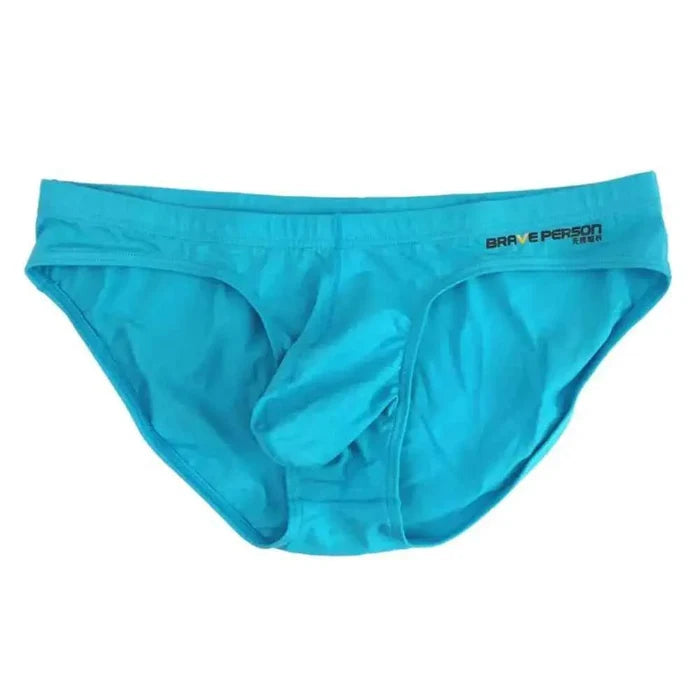 Men's briefs by ShopHub NZ featuring a low waist design, cotton fabric, and a U convex pouch for comfort and support.