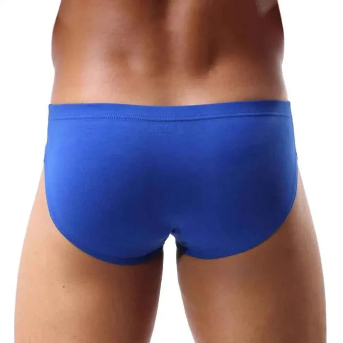 Men's briefs by ShopHub NZ featuring cotton fabric, low waist design, U convex pouch, and a sexy fit.