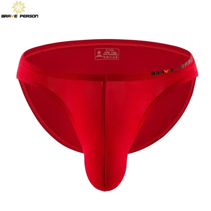 Men's briefs by ShopHub NZ featuring a brave person sexy big penis pouch design, comfortable underwear for men.