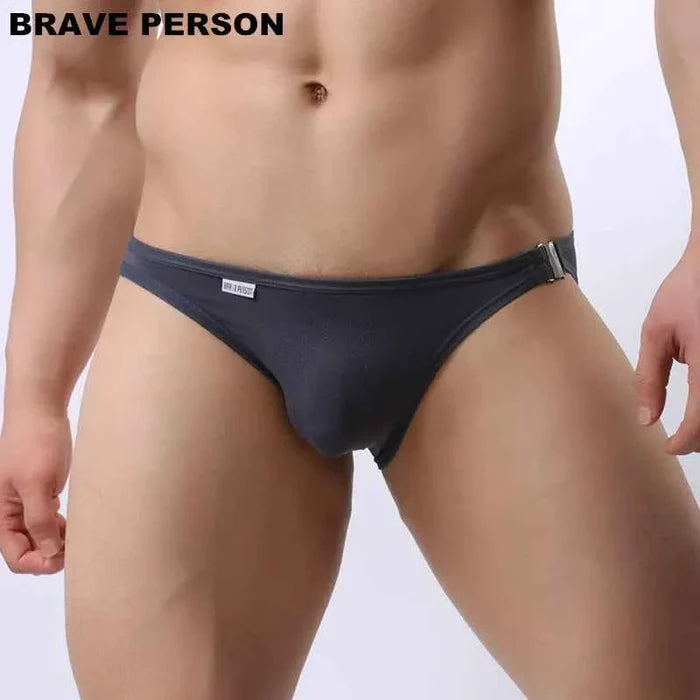 Men's sexy fashion briefs by ShopHub NZ featuring side metal buckles and a sleek bikini style for bold, modern underwear.
