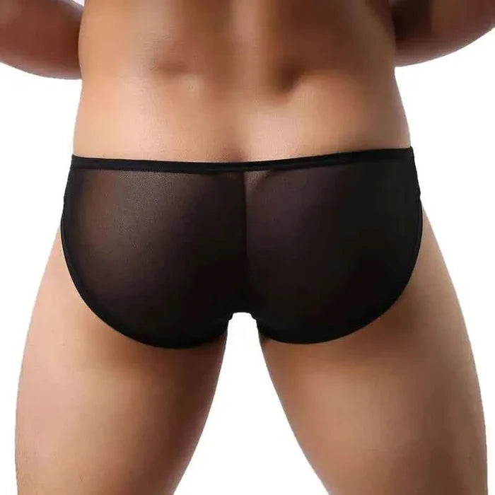 Men's Mesh Briefs by ShopHub NZ, transparent underwear in four colors, featuring a sexy, breathable design for comfort and style.