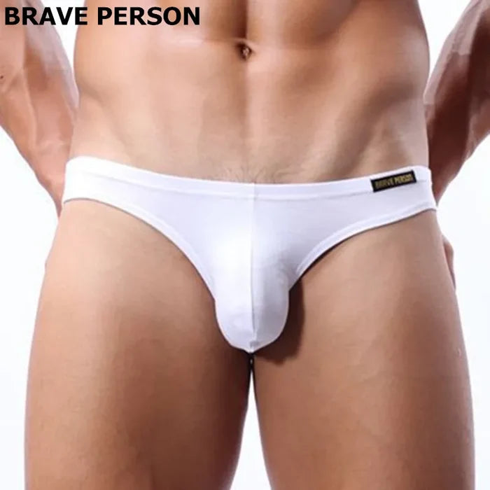 Men's BRAVE PERSON modal underwear briefs with a snug fit, featuring a smooth fabric and classic design in black.