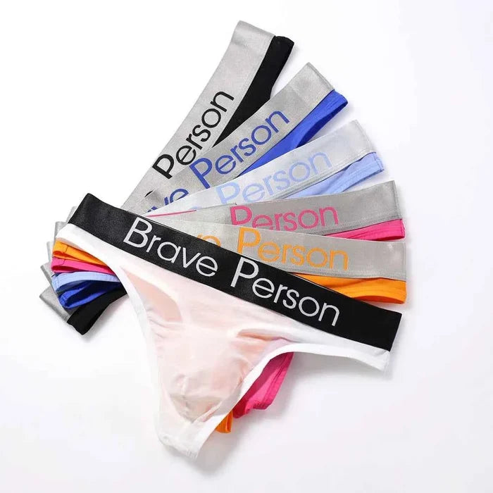 Transparent men's briefs by ShopHub NZ featuring low-waist design, mesh gauze fabric, breathable underwear for comfort.