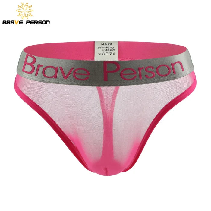 Transparent men's briefs by ShopHub NZ featuring low-waist design, breathable mesh gauze fabric, and comfortable fit.