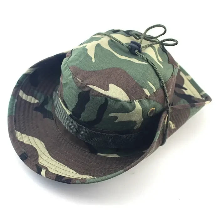Camouflage tactical boonie hat by Habicare with a 60CM size, ideal for outdoor sports and sun protection.