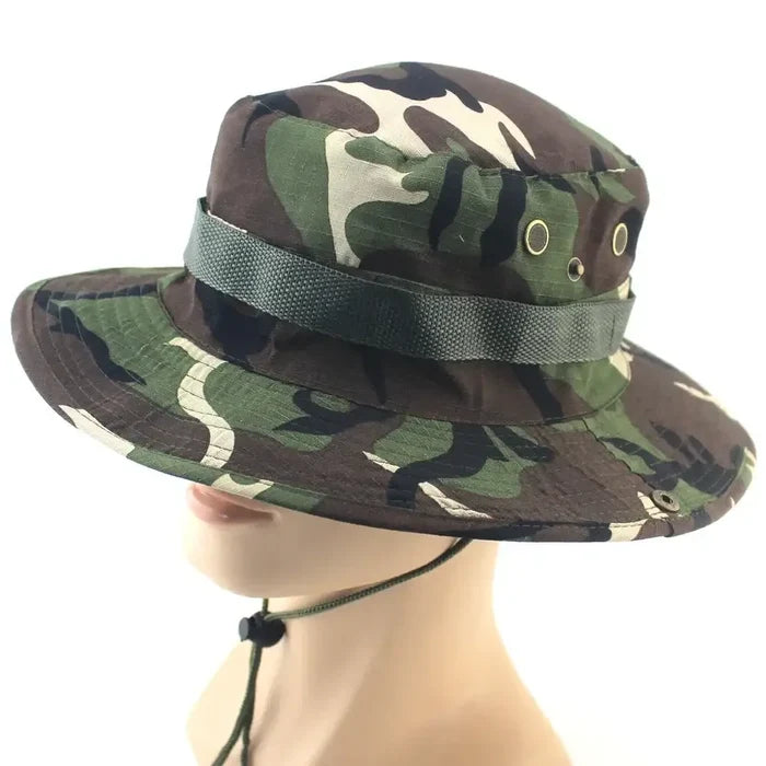 Camouflage tactical boonie hat by Habicare, 60CM, outdoor sports sun protection, lightweight camouflage cap for men