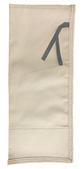 Beige canvas pouch with gray tie, ideal for storing tools or accessories.