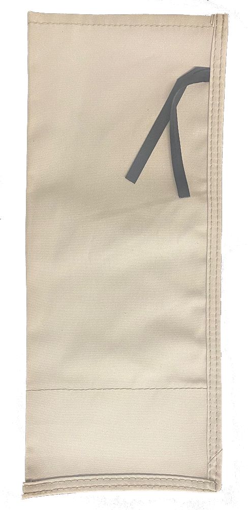 Beige canvas pouch with gray tie, ideal for storing tools or accessories.